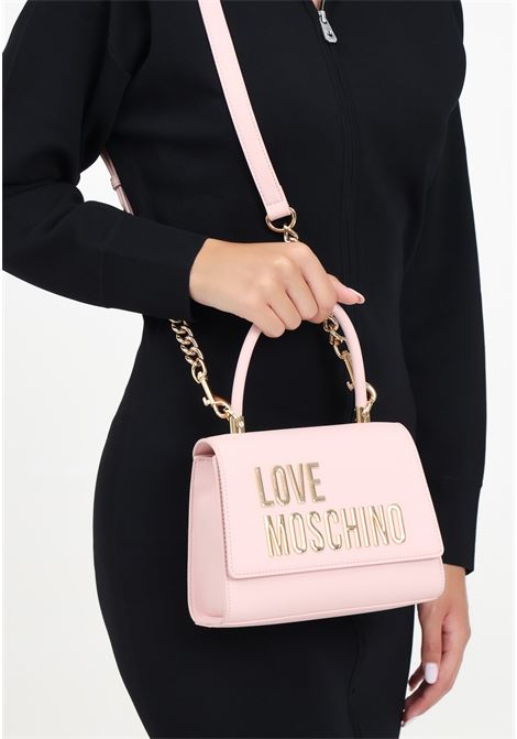 Pink women's handbag with metallic logo LOVE MOSCHINO | JC4024PP1LKD0600